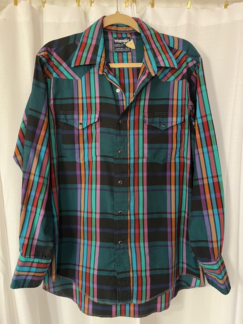 Vintage Wrangler Cowboy Cut Pearl Snap 16-34